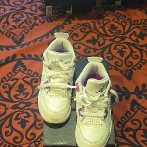Jordan Kids White and Purple Sneakers